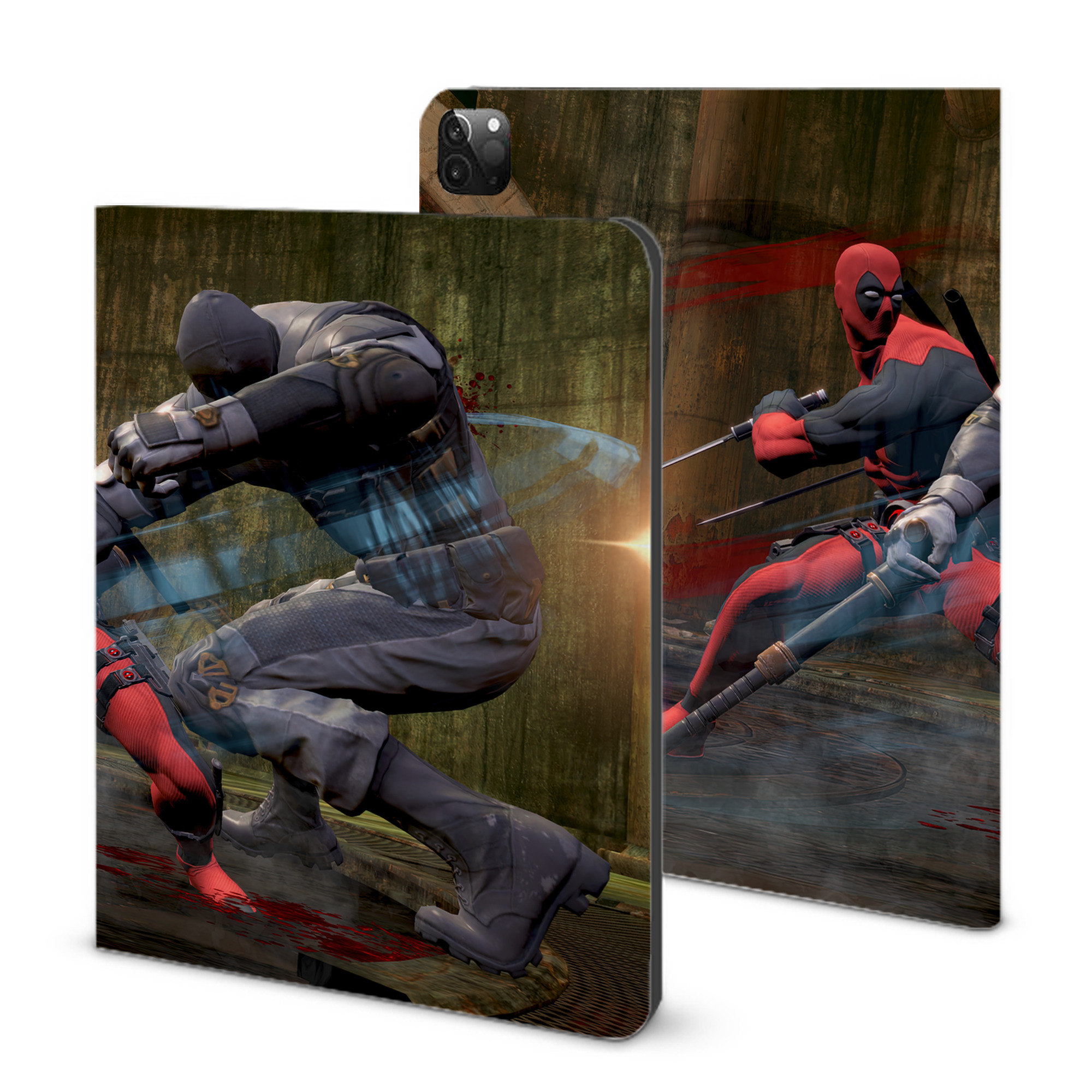 （画像用） Deadpool デッドプール IPadケース ペンホルダー付き ブックスタイルデザイン